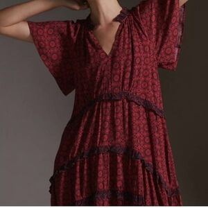 Anthropologie Red and Black Mini Dress